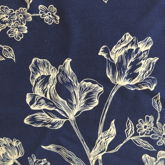 Talbots Pure Silk Floral A-Line Lined Maxi Skirt 8 Navy Blue Cream - Picture 8 of 15